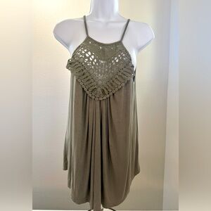 Women’s Halter Spaghetti Strap Tank - Olive Green